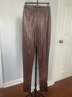 PrettyLittleThing Shape Faux Leather Leggings in Brown